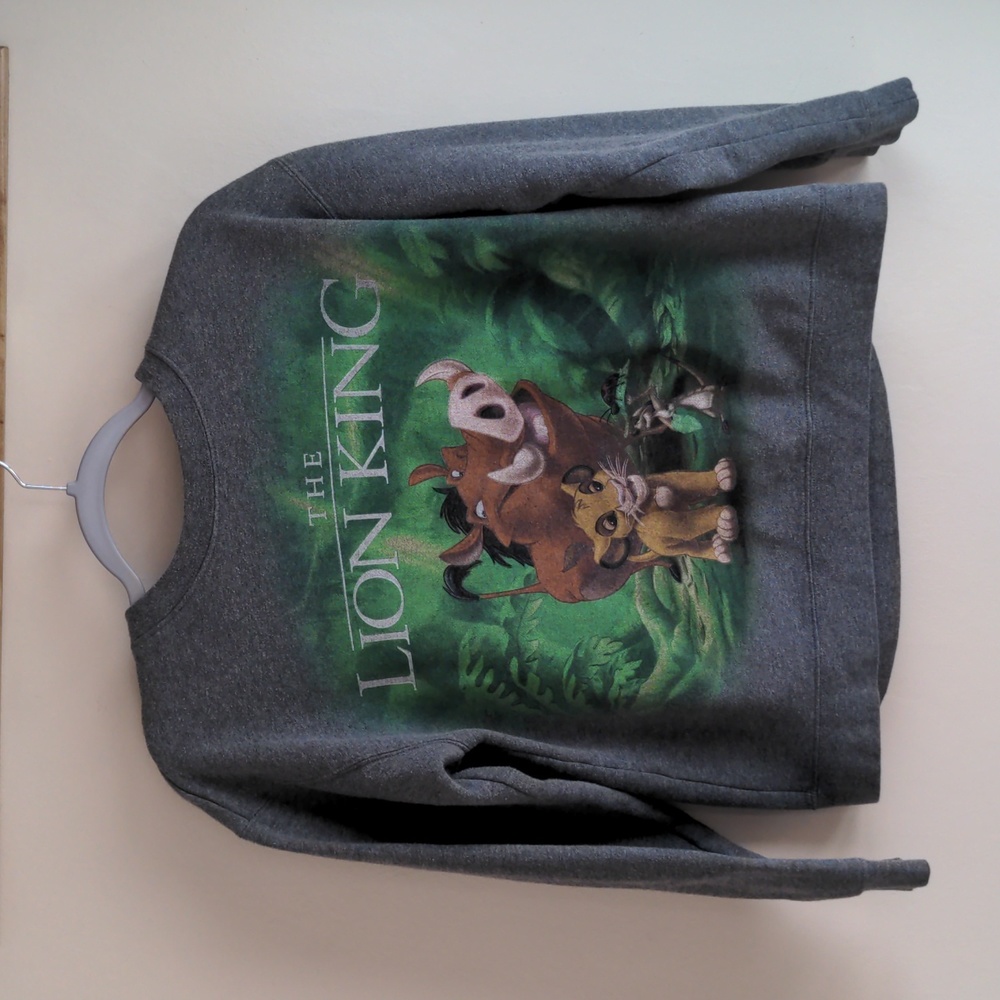 Disney The Lion King Timon and Pumbaa Grey Crewneck Sweatshirt Unisex Medium
